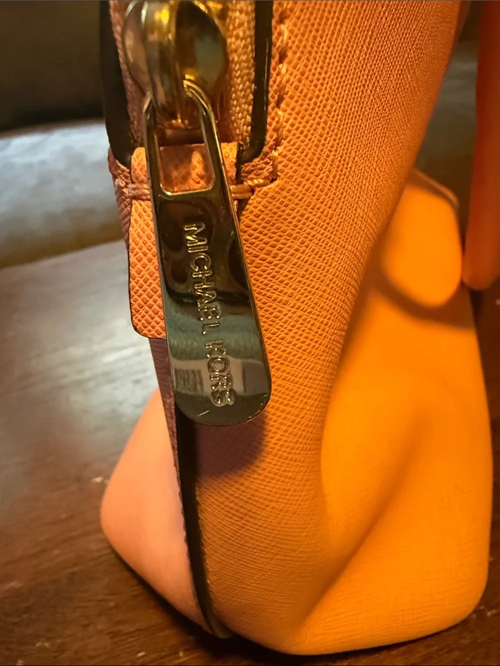 Michael Kors Orange Saffiano Dome Satchel - Gold Hardware